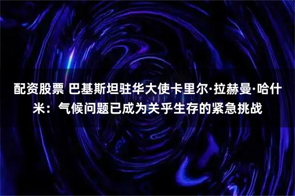 配资股票 巴基斯坦驻华大使卡里尔·拉赫曼·哈什米：气候问题已成为关乎生存的紧急挑战